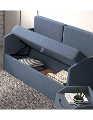 Cama abatible horizontal con sofá 105 x 190 cm.