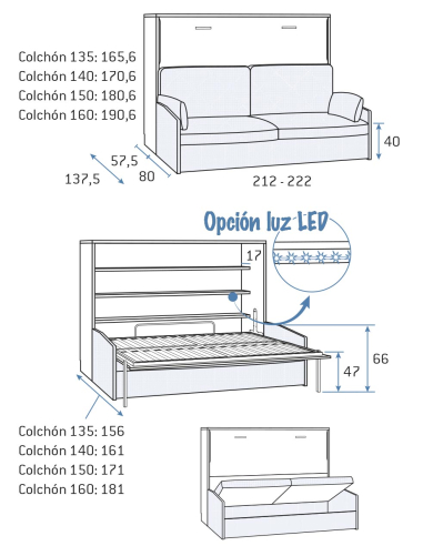 Cama abatible horizontal con sofá... Cama abatible horizontal con sofá...