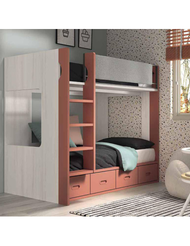 Cama literal bicolor con 4 contenedores