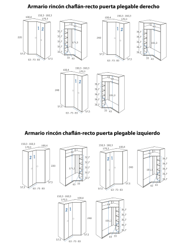 Armario juvenil rincón chaflán recto...