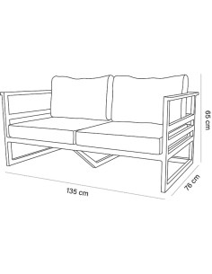 Sofá 2 plazas aluminio con... 2