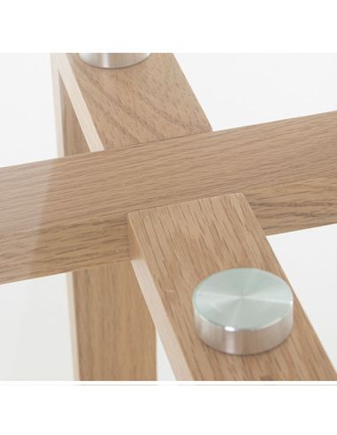 Mesa auxiliar cristal patas madera...