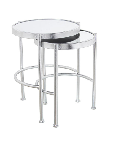 Set 2 mesas auxiliares metal plateado...