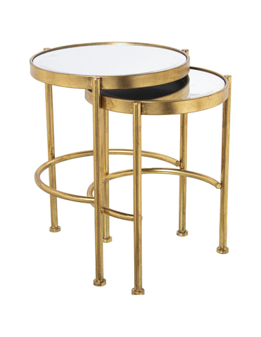 Set 2 mesas auxiliares metal dorado... Set 2 mesas auxiliares metal dorado...