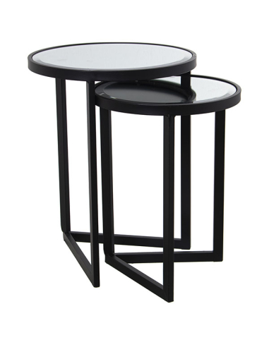 Set 2 mesas auxiliares metal plateado...