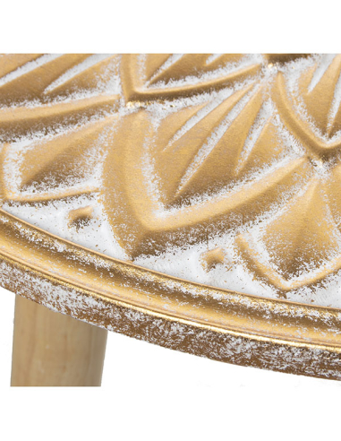 Mesa auxiliar madera calada blanco y...