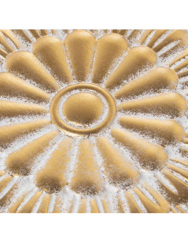 Mesa auxiliar madera calada blanco y...