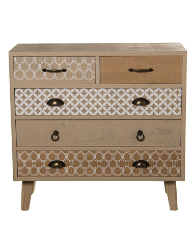 Cómoda madera con 5 cajones
