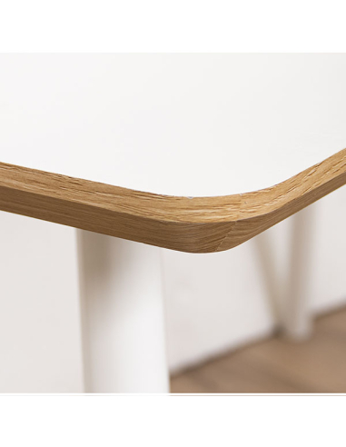 Mesa de comedor fija madera natural y...