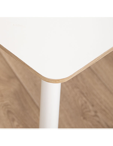 Mesa de comedor fija madera natural y...