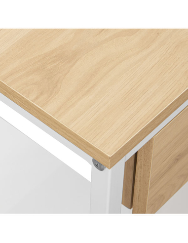 Mesa auxiliar metal blanco con cajón...