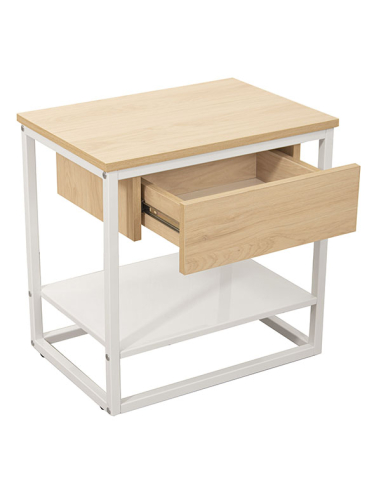 Mesa auxiliar metal blanco con cajón...