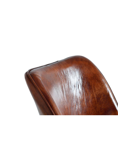 Silla de comedor tapizada cuero marrón