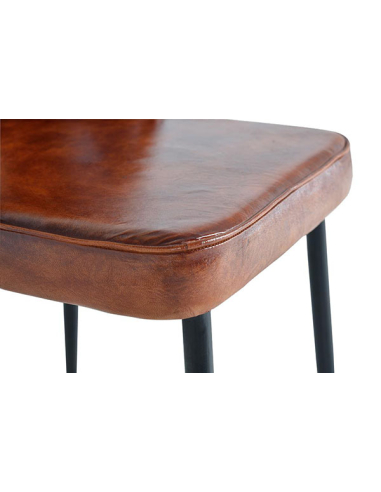 Silla de comedor tapizada cuero marrón