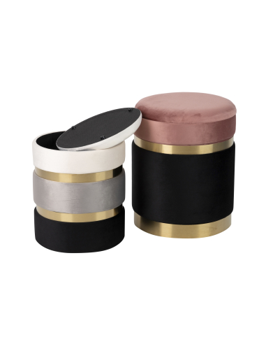 Set 2 puffs velvet tonos grises,...