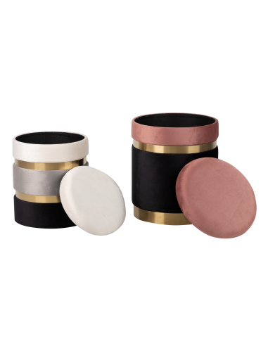 Set 2 puffs velvet tonos grises,...