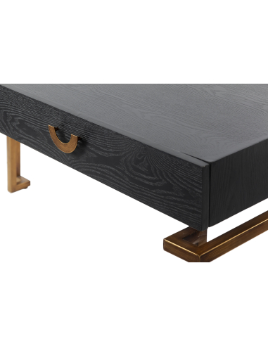 Escritorio madera-metal en negro-dorado