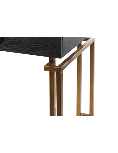 Escritorio madera-metal en negro-dorado