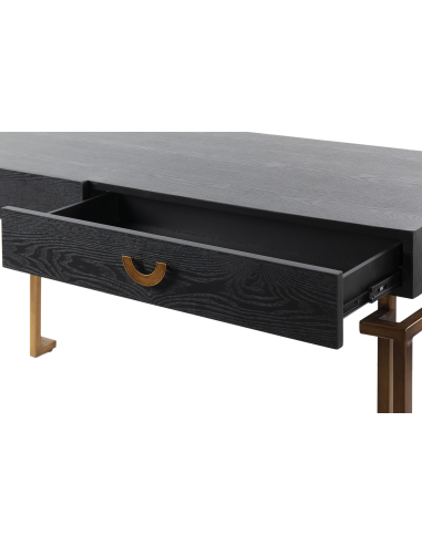 Escritorio madera-metal en negro-dorado