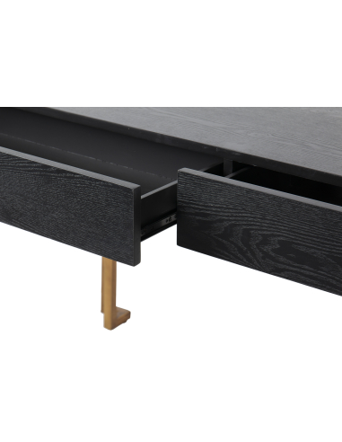 Escritorio madera-metal en negro-dorado