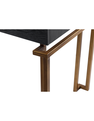 Escritorio madera-metal en negro-dorado