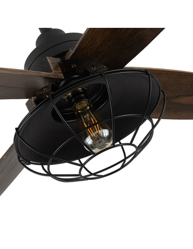 Ventilador DC Aquilo Negro 4 aspas Roble