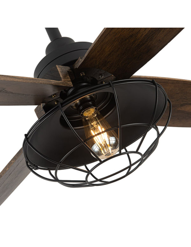 Ventilador DC Aquilo Negro 4 aspas Roble