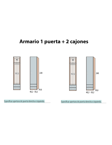 Armario juvenil Win Basic 1 puerta 2...