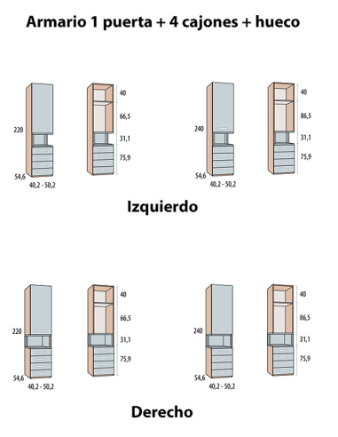 Armario juvenil Win Basic 1 puerta 4...