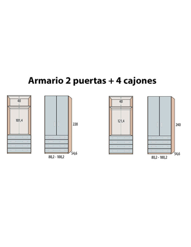 Armario juvenil Win Basic 2 puertas 4...