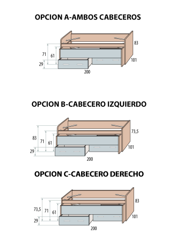Compacto juvenil Basic largueros con...