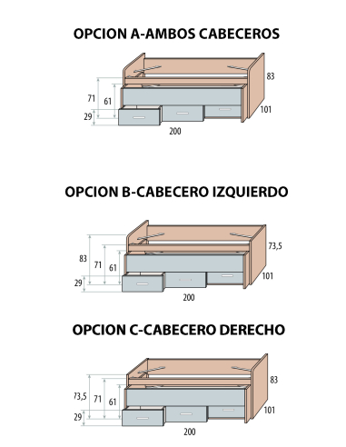 Compacto juvenil Basic largueros con...