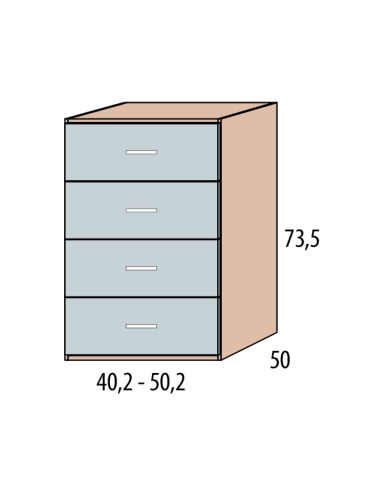 Bajo Mesa de estudio Basic 4 cajones...