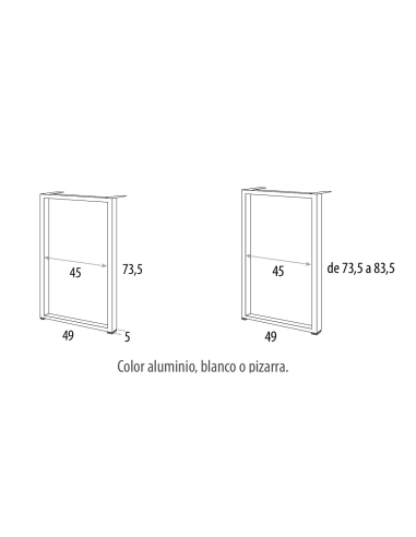 Pata metálica cuadrada para mesa de...