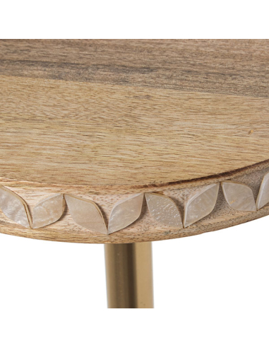 Mesa auxiliar madera y metal dorado