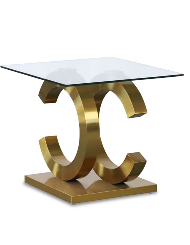 Mesa de rincón cristal con base de...