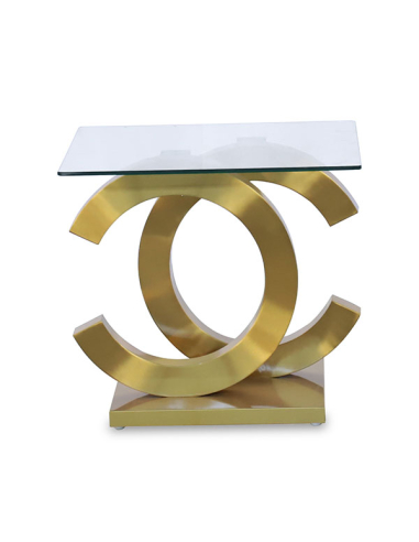 Mesa de rincón cristal con base de...