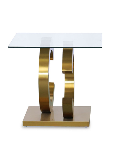 Mesa de rincón cristal con base de...