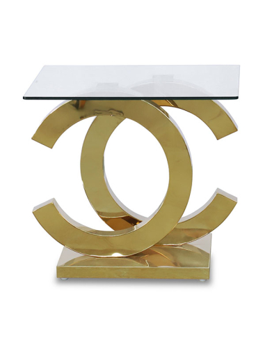 Mesa de rincón cristal con base de...