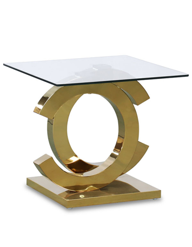 Mesa de rincón cristal con base de...