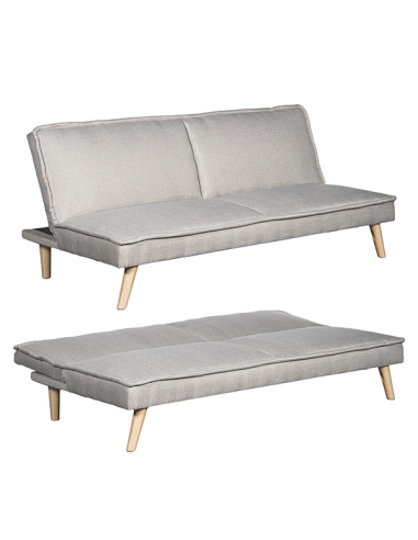 Sofá cama 3 plazas poliéster gris con...