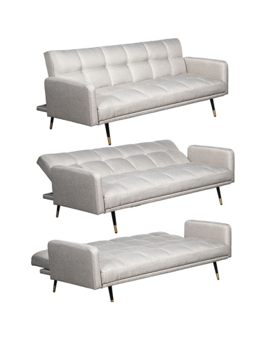 Sofá cama 3 plazas poliéster beige... Sofá cama 3 plazas poliéster beige...