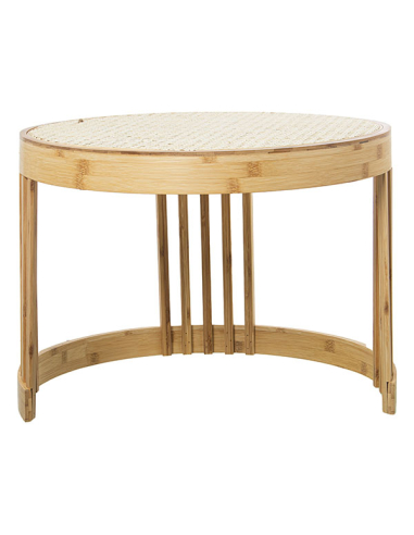 Set 2 mesas auxiliares ratán y bambú