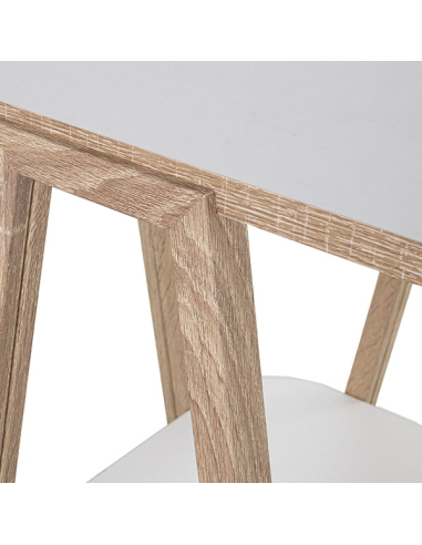 Mesa auxiliar madera blanca con patas...