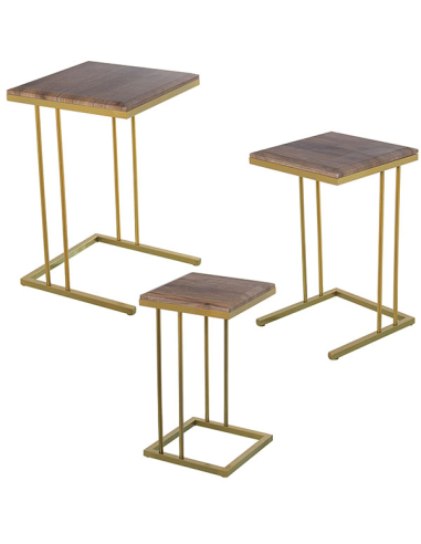 Set 3 mesas auxiliares patas doradas...