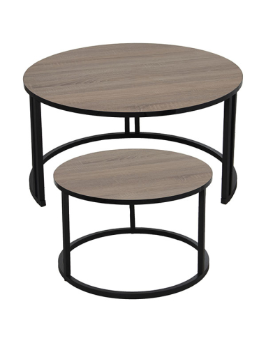 Set 2 mesas de centro madera natural...