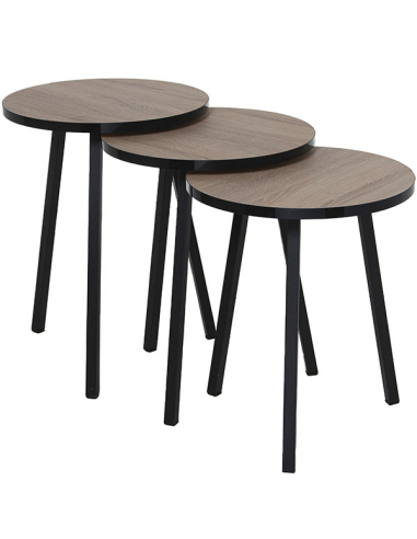 Set 3 mesas auxiliares madera natural...