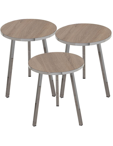 Set 3 mesas auxiliares madera natural...