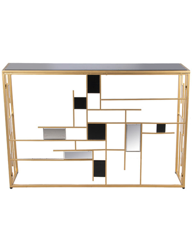 Consola recibidor metal dorado y...