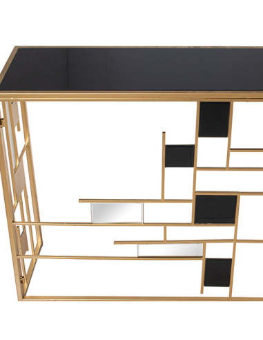 Consola recibidor metal dorado y...